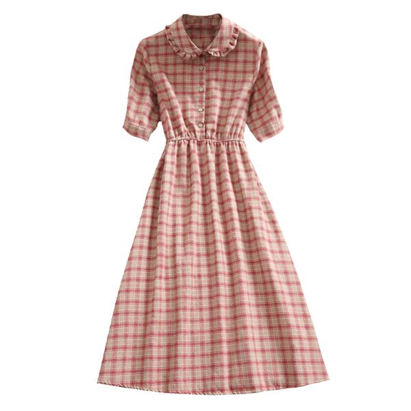 2020 spring summer fashion short sleeve linen plaid vintage dress, Black;gray
2020 spring summer fashion short sleeve linen plaid vintage dress, Black;gray