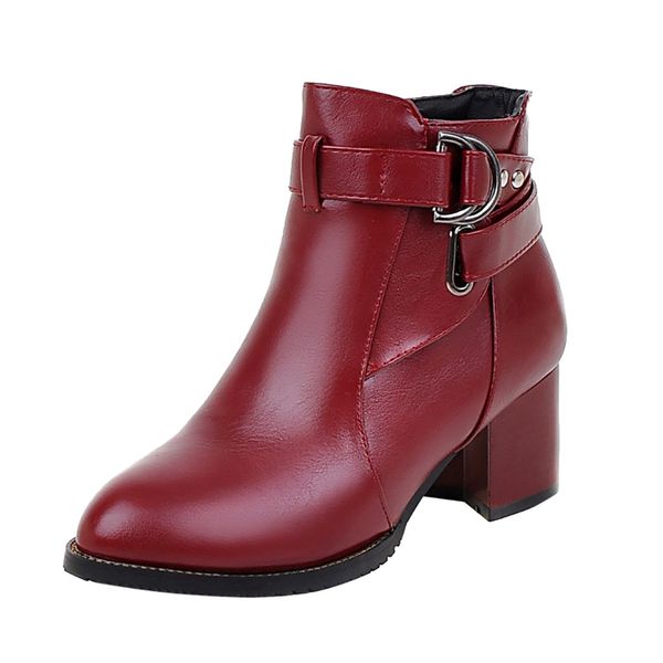 booties women's leather pointed toe buckle thick heel casual boots western knight british style european ladies shoes, Black
booties women's leather pointed toe buckle thick heel casual boots western knight british style european ladies shoes, Black