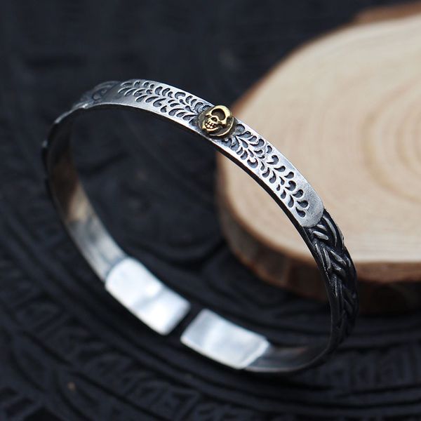 gao shanlong made old brass skull bracelet open bracelet personality locomotive fengma rope 925 sterling silver taiyin, Black
gao shanlong made old brass skull bracelet open bracelet personality locomotive fengma rope 925 sterling silver taiyin, Black