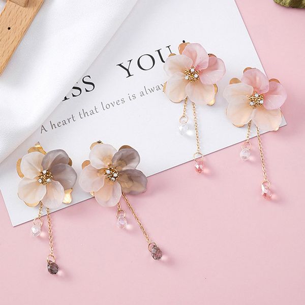 korean sweet frosted acrylic flower petals long chain tassel crystal beads drop earrings for women girls wedding brides jewelry, Silver
korean sweet frosted acrylic flower petals long chain tassel crystal beads drop earrings for women girls wedding brides jewelry, Silver