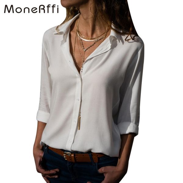 monerffi women deep v-neck chiffon blouse solid long sleeve button shirts autumn office lady elegant blusas plus size, White
monerffi women deep v-neck chiffon blouse solid long sleeve button shirts autumn office lady elegant blusas plus size, White