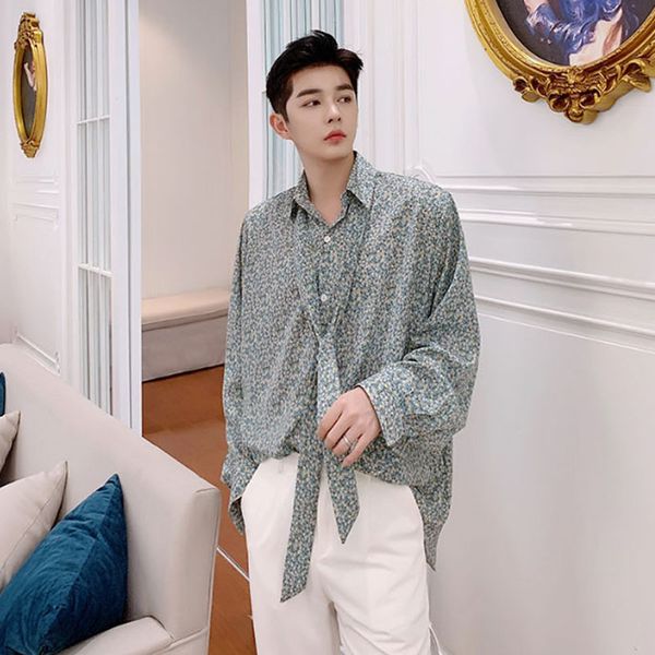 men spring style print casual long sleeve shirts male tie streetwear vintage loose fashion show dress shirts, White;black
men spring style print casual long sleeve shirts male tie streetwear vintage loose fashion show dress shirts, White;black