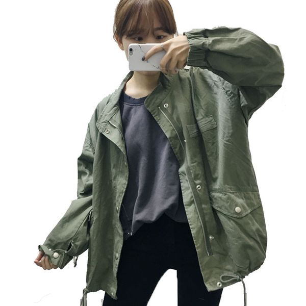 big pocket casual coats long sleeve vintage female jacket women europe army green zipper jacket loose jaqueta feminina coat, Black;brown
big pocket casual coats long sleeve vintage female jacket women europe army green zipper jacket loose jaqueta feminina coat, Black;brown