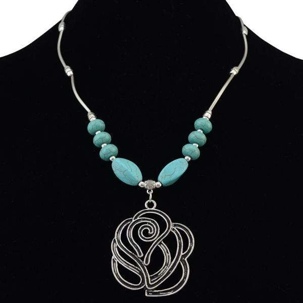 bohemian tribal blue stone beads necklace simple sweater chain flower pendant necklace turkish jewelry for women party gift, Silver
bohemian tribal blue stone beads necklace simple sweater chain flower pendant necklace turkish jewelry for women party gift, Silver