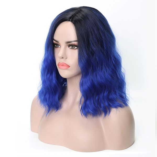 lanyi ombre two tone colors short wavy synthetic hair wigs side part non-lace cosplay costume wigs shoulder length 16inch, Black
lanyi ombre two tone colors short wavy synthetic hair wigs side part non-lace cosplay costume wigs shoulder length 16inch, Black