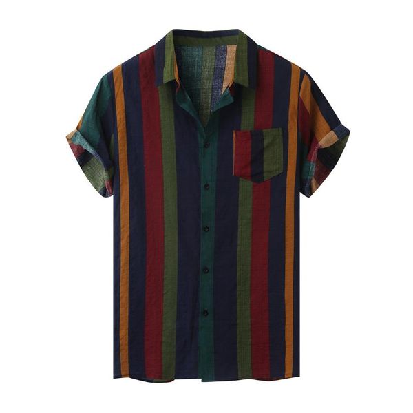 2020 new mens summer striped casual shirts men loose beach holiday fancy short sleeve hawaiian shirts turn down collar, White;black
2020 new mens summer striped casual shirts men loose beach holiday fancy short sleeve hawaiian shirts turn down collar, White;black