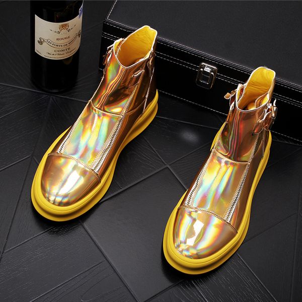 2020 new luxury designer glitter gold garish showy zipper high shoes causal flats moccasins male rock hip hop shoes for man, Black
2020 new luxury designer glitter gold garish showy zipper high shoes causal flats moccasins male rock hip hop shoes for man, Black