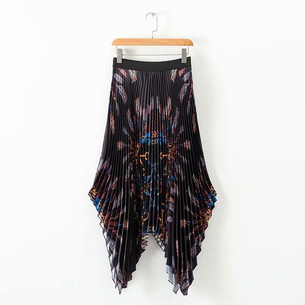 new women vintage elastic high waist chain print pleated midi skirt faldas mujer ladies asymmetrical casual chic skirts qun133 y190428, Black
new women vintage elastic high waist chain print pleated midi skirt faldas mujer ladies asymmetrical casual chic skirts qun133 y190428, Black