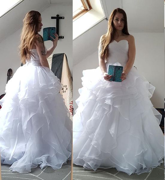 romantic ruffled organza sweetheart wedding dress a line reals wedding dress lace up puffy bridal gown custom made, White
romantic ruffled organza sweetheart wedding dress a line reals wedding dress lace up puffy bridal gown custom made, White