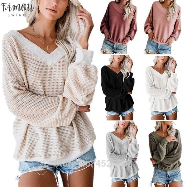 women autumn t shirt casual long sleeve t shirts waffle kink v neck tee femme ladies drop shipping, White
women autumn t shirt casual long sleeve t shirts waffle kink v neck tee femme ladies drop shipping, White