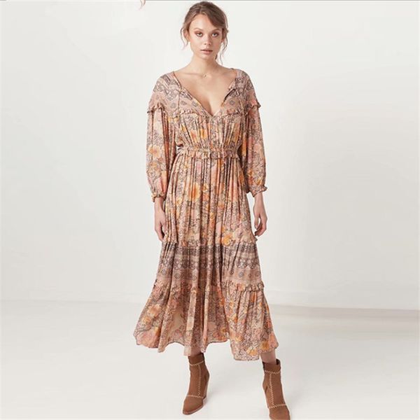 zouhirc women bohemian long dress v-neck sashes waist ruffles long sleeve summer beach dress female vintage maxi vestido, Black;gray
zouhirc women bohemian long dress v-neck sashes waist ruffles long sleeve summer beach dress female vintage maxi vestido, Black;gray
