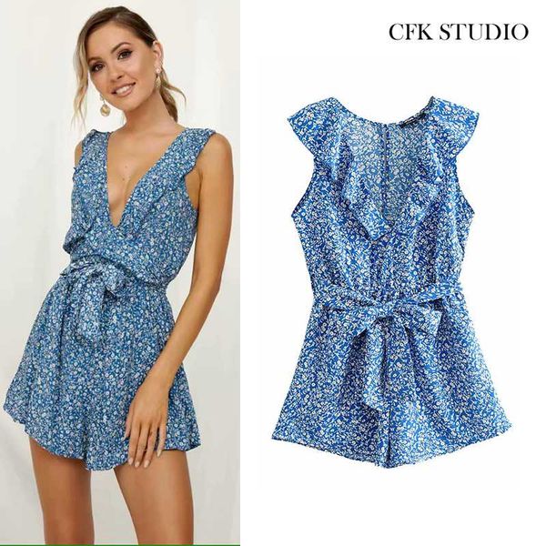 women's jumpsuits & rompers playsuit for women 2021 with v-neck ruffles floral print sleeveless elastic waist shorts femme bohe holidy, Black;white
women's jumpsuits & rompers playsuit for women 2021 with v-neck ruffles floral print sleeveless elastic waist shorts femme bohe holidy, Black;white