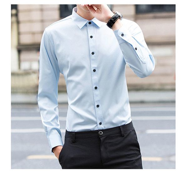 panelled single mens shirts turn down collar long sleeve male clothing solid color slim casual mens t shirts, White;black 
panelled single mens shirts turn down collar long sleeve male clothing solid color slim casual mens t shirts, White;black