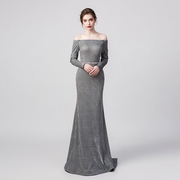 2019 elegant grey sequins long sleeve evening dresses mermaid off the shoulder mermaid formal occasion party dresses, Black;red
2019 elegant grey sequins long sleeve evening dresses mermaid off the shoulder mermaid formal occasion party dresses, Black;red