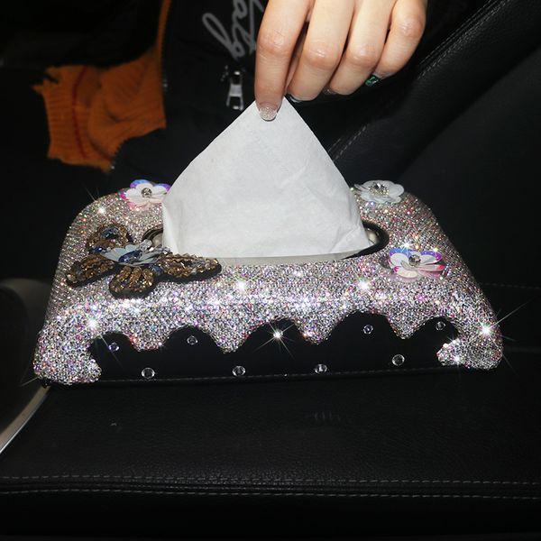 women car tissue box with butterfly flowers glitter crystals block armrest tissue box for interior styling
women car tissue box with butterfly flowers glitter crystals block armrest tissue box for interior styling