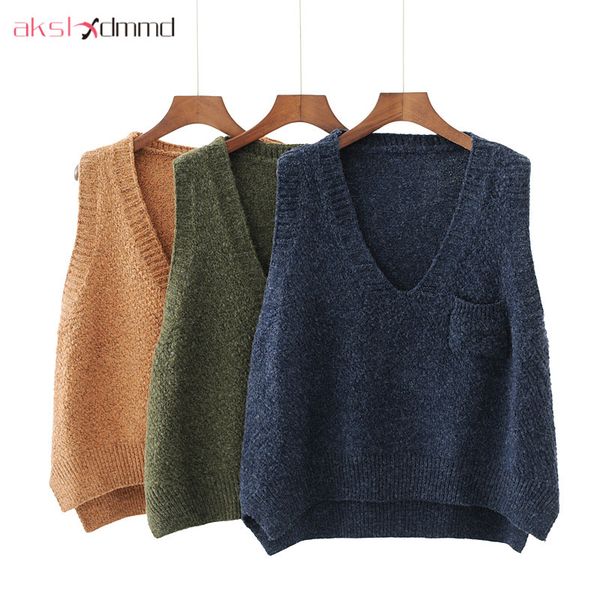 akslxdmmd loose casual knitted vest 2017 new autumn witner plus size women v neck knitted sweater pullover female lh1147, Black;white
akslxdmmd loose casual knitted vest 2017 new autumn witner plus size women v neck knitted sweater pullover female lh1147, Black;white