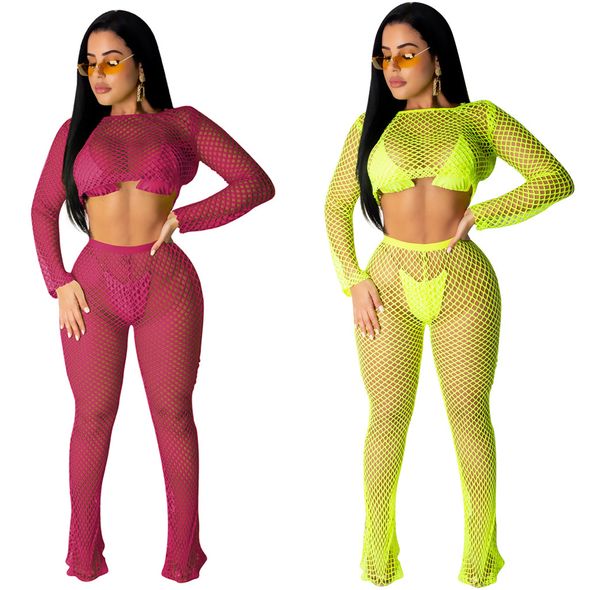see through mesh net crew neck long sleeves short elastic waist flared long pants sport night club women two pieces sets, White
see through mesh net crew neck long sleeves short elastic waist flared long pants sport night club women two pieces sets, White