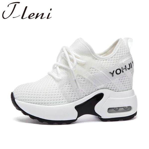 

tleni 2018 high heel 8cm lady white sneakers shoes women platform wedges height increasing shoes zapatillas mujer zk-50