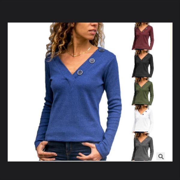 season v-neck decoration solid color casual long sleeve ladies' season button v-neck button decoration solid color casual long sleeve l, White
season v-neck decoration solid color casual long sleeve ladies' season button v-neck button decoration solid color casual long sleeve l, White