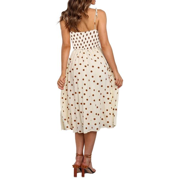 2020 summer chiffon bow sling dress women strap sleeveless pollka dot midi dresses high waist slim casual beach sundress, White;black
2020 summer chiffon bow sling dress women strap sleeveless pollka dot midi dresses high waist slim casual beach sundress, White;black