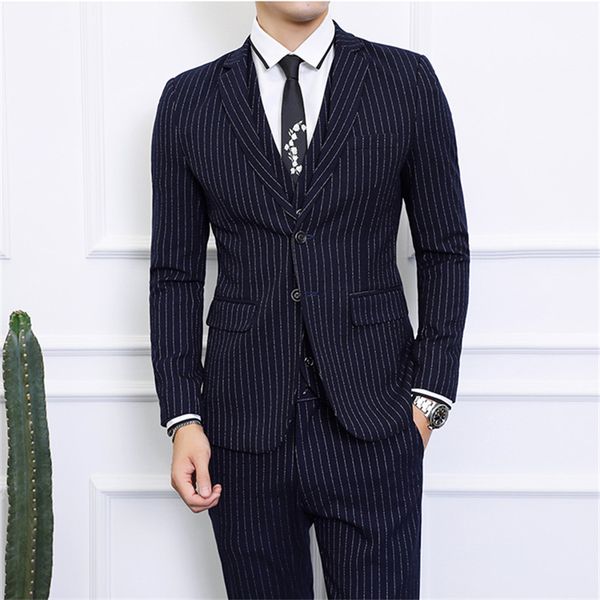 asian size s - 6xl men dress 3 piece set gray blue black men striped blazer jacket with pants & vest waistcoat, White;black
asian size s - 6xl men dress 3 piece set gray blue black men striped blazer jacket with pants & vest waistcoat, White;black