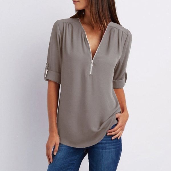 women regular blouse shirts zipper v neck and blouse plus size female clothes casual tee shirts oversized 5xl roupa feminina, White
women regular blouse shirts zipper v neck and blouse plus size female clothes casual tee shirts oversized 5xl roupa feminina, White