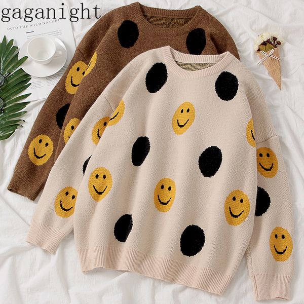 gaganight smile face cute women sweater long sleeve o neck autumn winter pullover female knitted loose pull femme student, White;black
gaganight smile face cute women sweater long sleeve o neck autumn winter pullover female knitted loose pull femme student, White;black