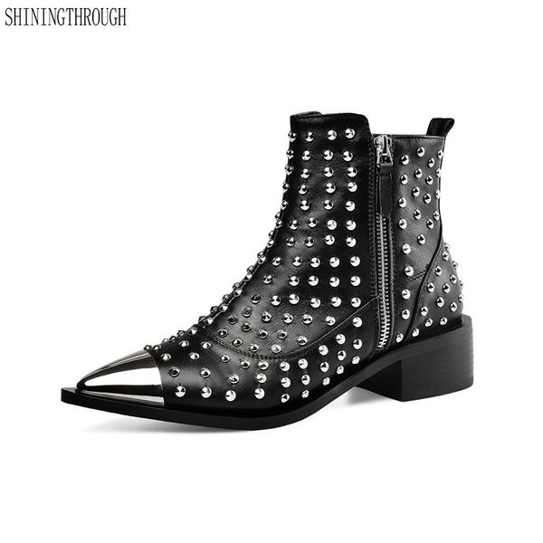 punk style genuine leather boots women rivets square heels autumn winter ankle boots shoes woman motorcycle, Black
punk style genuine leather boots women rivets square heels autumn winter ankle boots shoes woman motorcycle, Black