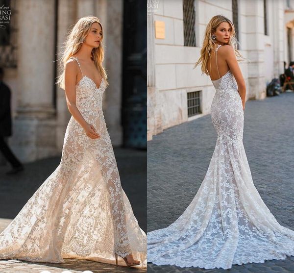 sweetheart spaghetti mermaid wedding dresses 2019 berta backless long train full lace applique garden summer beach wedding gown, White
sweetheart spaghetti mermaid wedding dresses 2019 berta backless long train full lace applique garden summer beach wedding gown, White