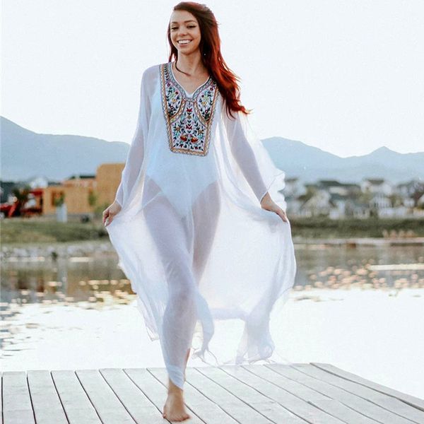 plus size embroidered summer beachwear chiffon kaftan beach woman tunic beach dress robe plage swim wear cover up white, Blue;gray
plus size embroidered summer beachwear chiffon kaftan beach woman tunic beach dress robe plage swim wear cover up white, Blue;gray