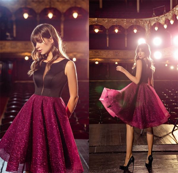 2020 sell a line short prom dresses jewel sleeveless sequins tulle party gowns knee-length custom made prom gowns cheap, Black
2020 sell a line short prom dresses jewel sleeveless sequins tulle party gowns knee-length custom made prom gowns cheap, Black