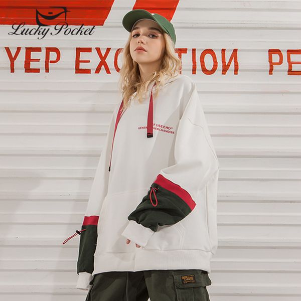 women spring autumn street style loose hooded sweatshirt ladies fashion letter splice big pocket pullovers casual zy154, Black
women spring autumn street style loose hooded sweatshirt ladies fashion letter splice big pocket pullovers casual zy154, Black