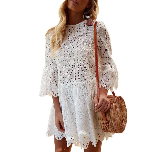 white lace ruffles cotton mini summer dress 2019 casual o-neck three quarter sleeve dresses for women vestidos, Black;gray
white lace ruffles cotton mini summer dress 2019 casual o-neck three quarter sleeve dresses for women vestidos, Black;gray