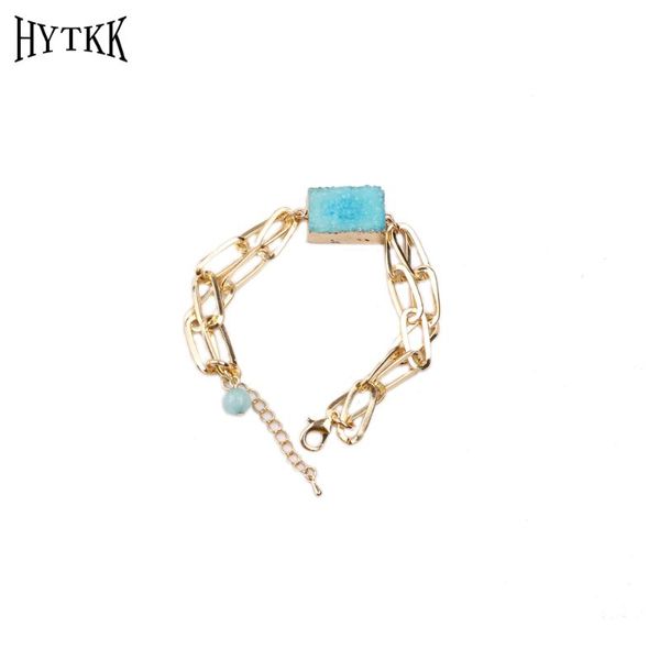 light blue natural stone gold irregular cross chain creative high-end fashion european and american female jewelry korean, Black
light blue natural stone gold irregular cross chain creative high-end fashion european and american female jewelry korean, Black