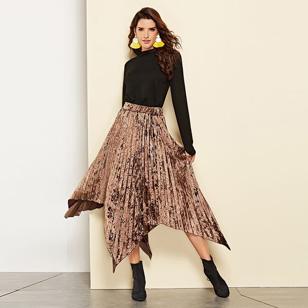 coffee pressure-fold rubber band hemiskirt women's dress fast selling new style through spring, Black
coffee pressure-fold rubber band hemiskirt women's dress fast selling new style through spring, Black