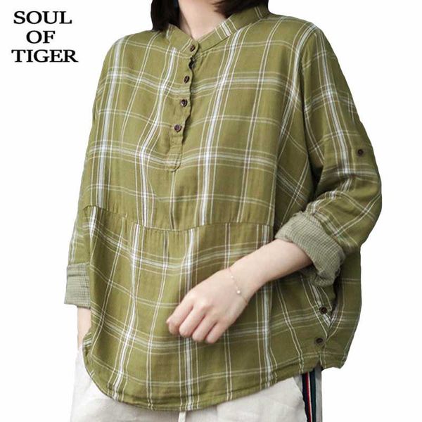 soul of tiger new 2020 spring korean fashion style laides vintage clothes womens plaid printed linen shirts casual loose blouses, White
soul of tiger new 2020 spring korean fashion style laides vintage clothes womens plaid printed linen shirts casual loose blouses, White