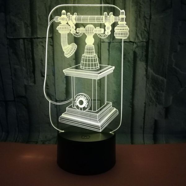 originality gift restore ancient ways telephone 3d small night-light 3d led small night-light usb 3d vision small desk lamp