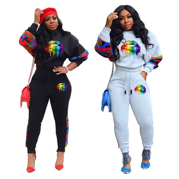 lips womens tracksuits long sleeve pullover womens 2pcs set casual womens apparel new arrival, Gray
lips womens tracksuits long sleeve pullover womens 2pcs set casual womens apparel new arrival, Gray