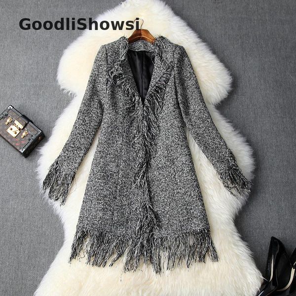goodlishowsi winter fashion women's tweed coats high end gray tassel design long sleeve three-quarter coat chic outerwear, Black
goodlishowsi winter fashion women's tweed coats high end gray tassel design long sleeve three-quarter coat chic outerwear, Black
