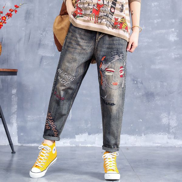 women jeans embroidery beauty bleached denim pants bottoms big loose long retro vintage fashion casual for autumn bo30222719, Blue
women jeans embroidery beauty bleached denim pants bottoms big loose long retro vintage fashion casual for autumn bo30222719, Blue