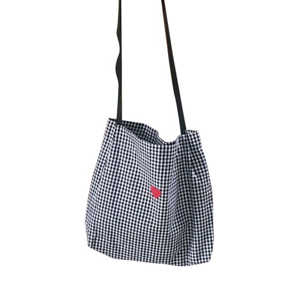 women canvas shoulder bag black white plaid red heart embroidery ladies shopping bag handbags totes cotton cloth beach bags
women canvas shoulder bag black white plaid red heart embroidery ladies shopping bag handbags totes cotton cloth beach bags