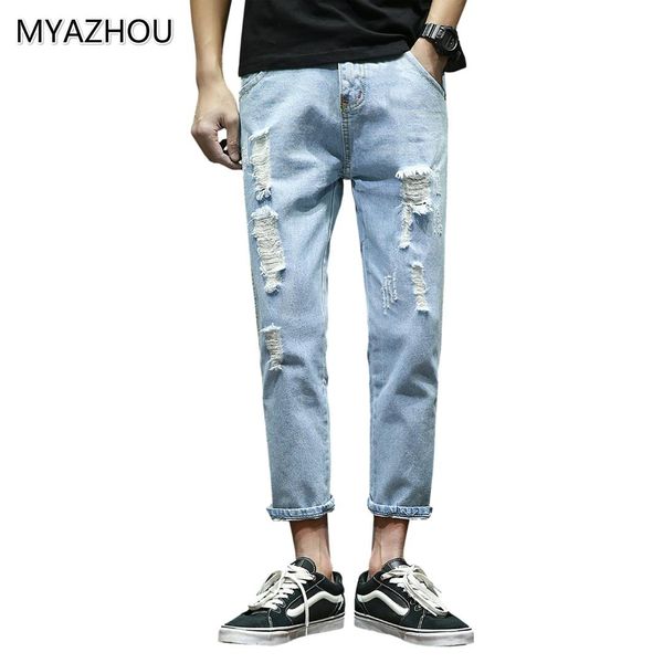 men's fashion casual jeans men cotton teen men's classic hole slim slim feet hip hop jeans casual pants nine, Blue
men's fashion casual jeans men cotton teen men's classic hole slim slim feet hip hop jeans casual pants nine, Blue