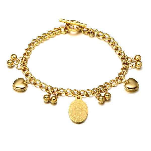 charm bracelets wt-reb018 religion bracelet virgin mary with heart ip gold electroplated women fashion jewelry, Golden;silver
charm bracelets wt-reb018 religion bracelet virgin mary with heart ip gold electroplated women fashion jewelry, Golden;silver
