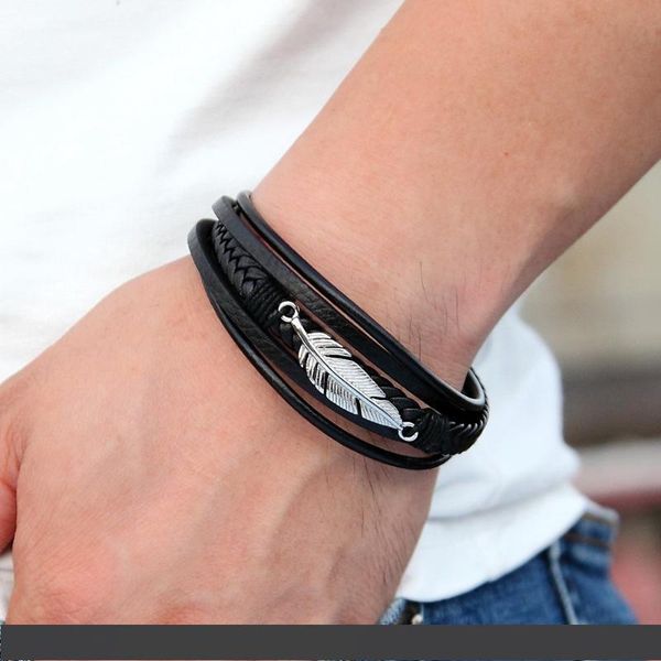 кожаный браслет из нержавеющей стали многослойная кожа перо аксессуары мужской браслет, Golden;silver
кожаный браслет из нержавеющей стали многослойная кожа перо аксессуары мужской браслет, Golden;silver