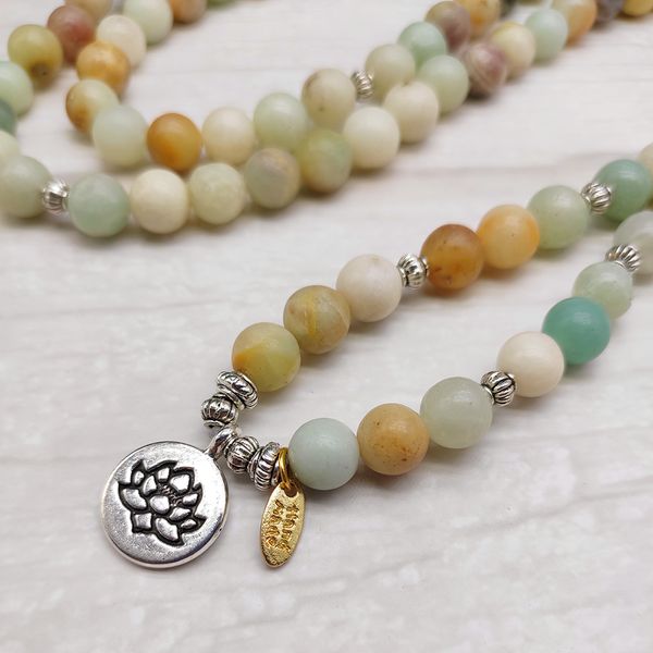 8mm natural stone amazonite mala bracelet lotus pendant bracelets men women 108 prayer beads necklace yoga healing, Black
8mm natural stone amazonite mala bracelet lotus pendant bracelets men women 108 prayer beads necklace yoga healing, Black