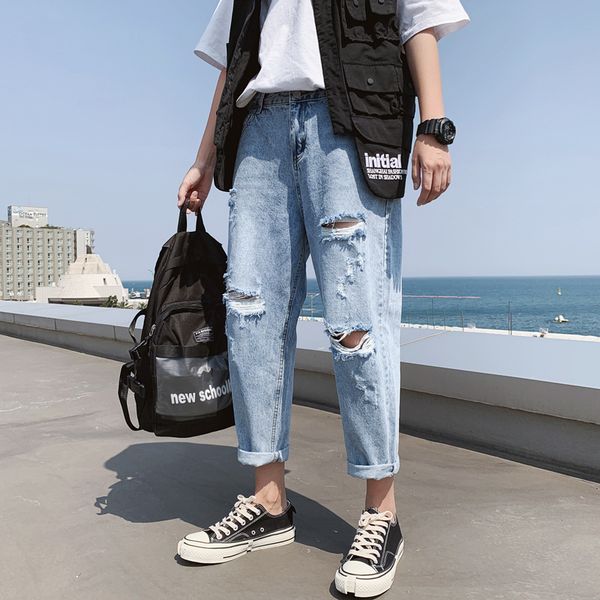 new jeans 2020, korean version, loose straight tube hole, cowboy handsome net red and tiktok, Blue
new jeans 2020, korean version, loose straight tube hole, cowboy handsome net red and tiktok, Blue
