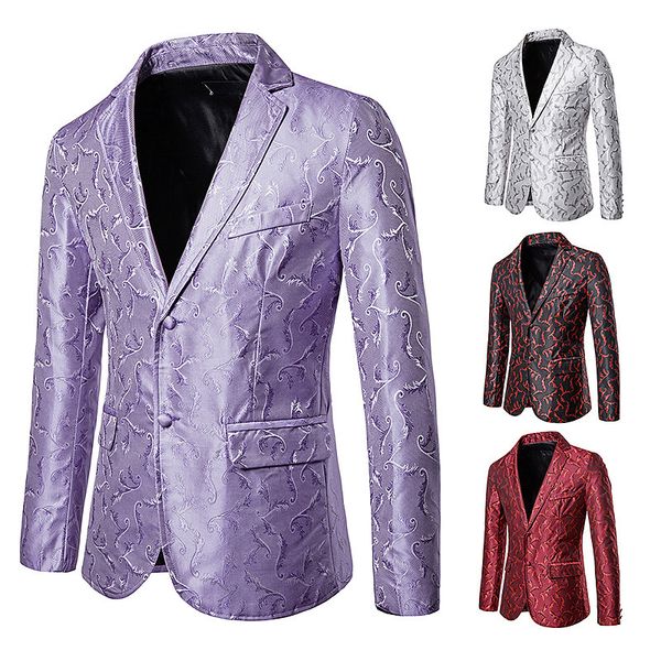 light purple printing slim fit suits for man casual fashion party pom men's dance blazer jacket presenter personalized clothes, White;black
light purple printing slim fit suits for man casual fashion party pom men's dance blazer jacket presenter personalized clothes, White;black