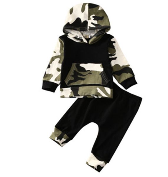 2pcs newborn baby boy clothes army camouflage hooded + solid black trousers pants suits for children clothes toddler outfits set, White
2pcs newborn baby boy clothes army camouflage hooded + solid black trousers pants suits for children clothes toddler outfits set, White