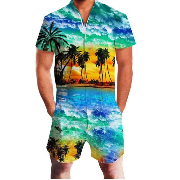 2019 hawaiian sea coconut tree print 3d rompers men jumpsuit playsuit harem cargo overalls summer casual zipper beach men's sets, Gray
2019 hawaiian sea coconut tree print 3d rompers men jumpsuit playsuit harem cargo overalls summer casual zipper beach men's sets, Gray