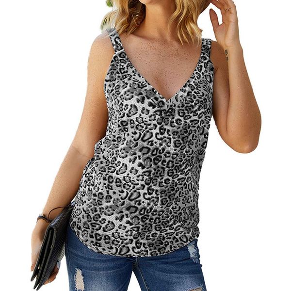 women's summer boho leopard print vest casual top, White 
women's summer boho leopard print vest casual top, White